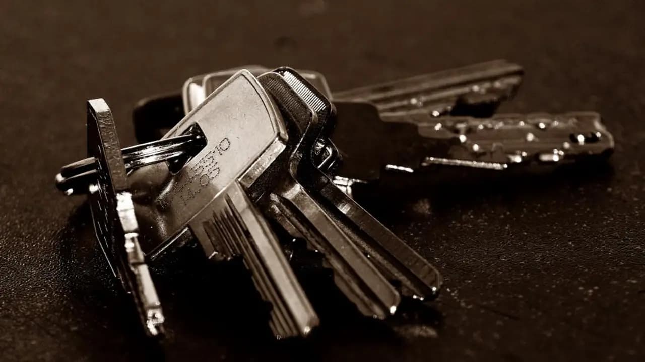 A bunch of keys on a dark surface